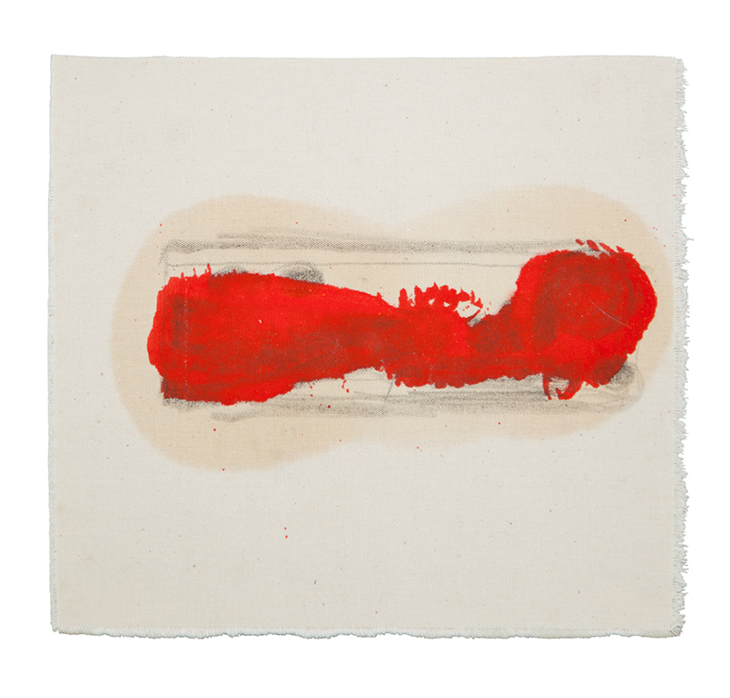 The big red, 1996, Pencil and Oil on canvas, 17.9x19.6 cm